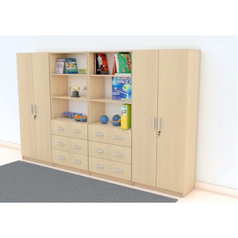 Set mobilier scolar pentru depozitare si expunere materiale didactice, expo 5 culoare mesteacan - poza 3