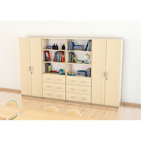 Set mobilier scolar pentru depozitare si expunere materiale didactice, expo 5 culoare mesteacan - poza 4