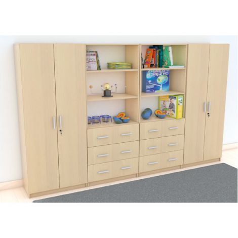 Set mobilier scolar pentru depozitare si expunere materiale didactice, expo 5 culoare mesteacan - poza 5