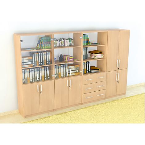 Set mobilier scolar pentru depozitare si expunere materiale didactice, expo 6 culoare fag - poza 1