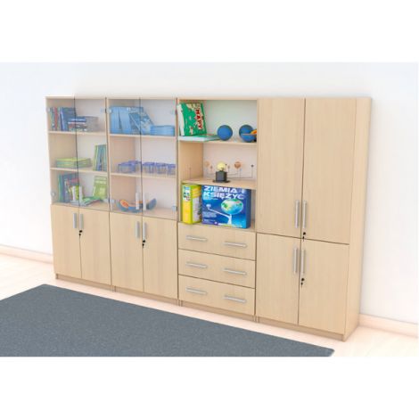 Set mobilier scolar pentru depozitare si expunere materiale didactice, expo 6 culoare fag - poza 2