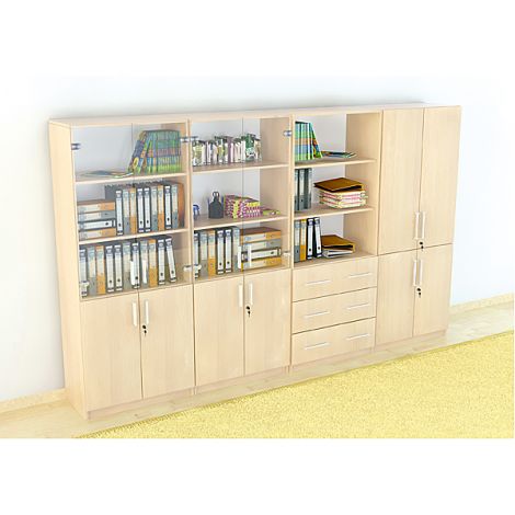 Set mobilier scolar pentru depozitare si expunere materiale didactice, expo 6 culoare mesteacan - poza 1