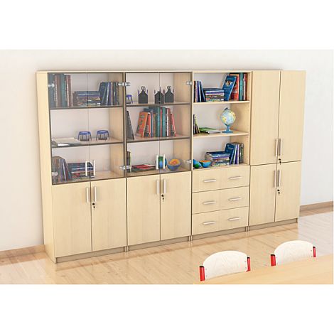 Set mobilier scolar pentru depozitare si expunere materiale didactice, expo 6 culoare mesteacan - poza 2