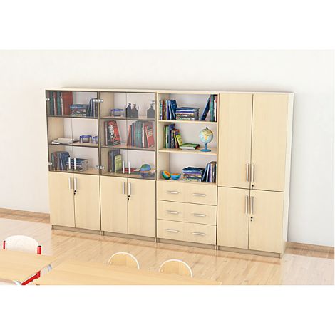 Set mobilier scolar pentru depozitare si expunere materiale didactice, expo 6 culoare mesteacan - poza 3