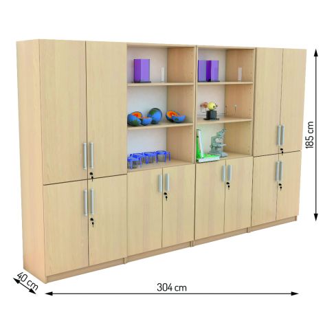 Set mobilier scolar pentru depozitare si expunere materiale didactice, expo 8 culoare mesteacan - poza 4