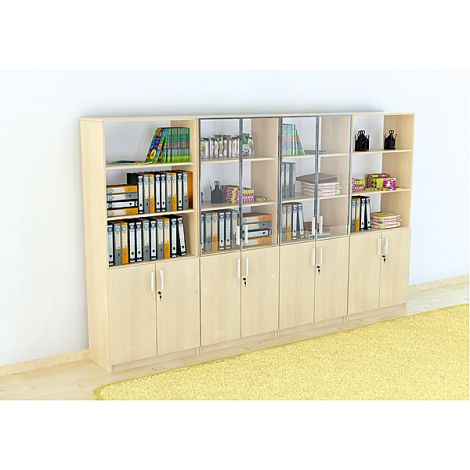 Set mobilier scolar pentru depozitare si expunere materiale didactice, expo 9 culoare mesteacan - poza 1