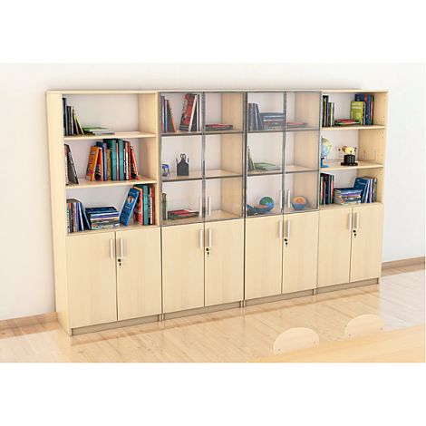 Set mobilier scolar pentru depozitare si expunere materiale didactice, expo 9 culoare mesteacan - poza 2