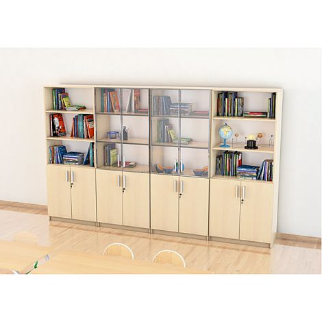 Set mobilier scolar pentru depozitare si expunere materiale didactice, expo 9 culoare mesteacan - poza 4