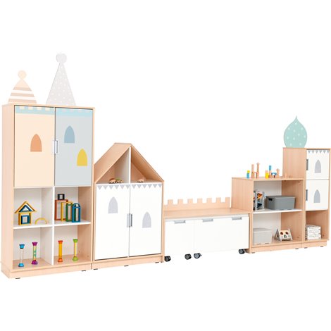 Set mobilier tematic pentru gradinita Castel, usi cu deschidere la 90 grade, inchidere silentioasa - poza 3