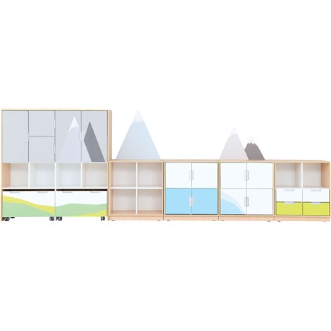 Set mobilier tematic pentru gradinita Muntii, usi cu deschidere la 90 grade, inchidere silentioasa - poza 1