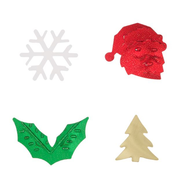 Set modele cu paiete Craciun pentru activitati crafts, 2x2 cm
