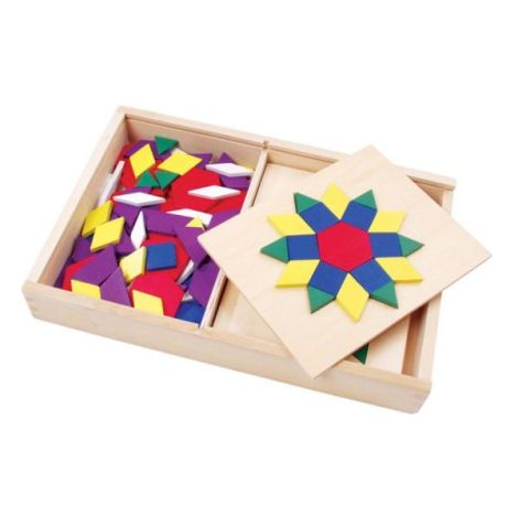 Set mozaic din lemn Tangram cu modele - poza 1