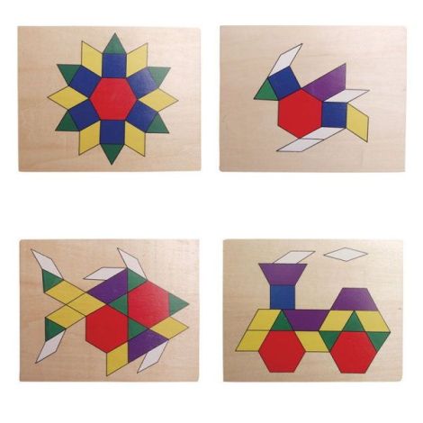 Set mozaic din lemn Tangram cu modele - poza 2