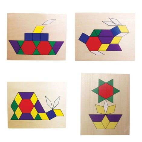 Set mozaic din lemn Tangram cu modele - poza 3
