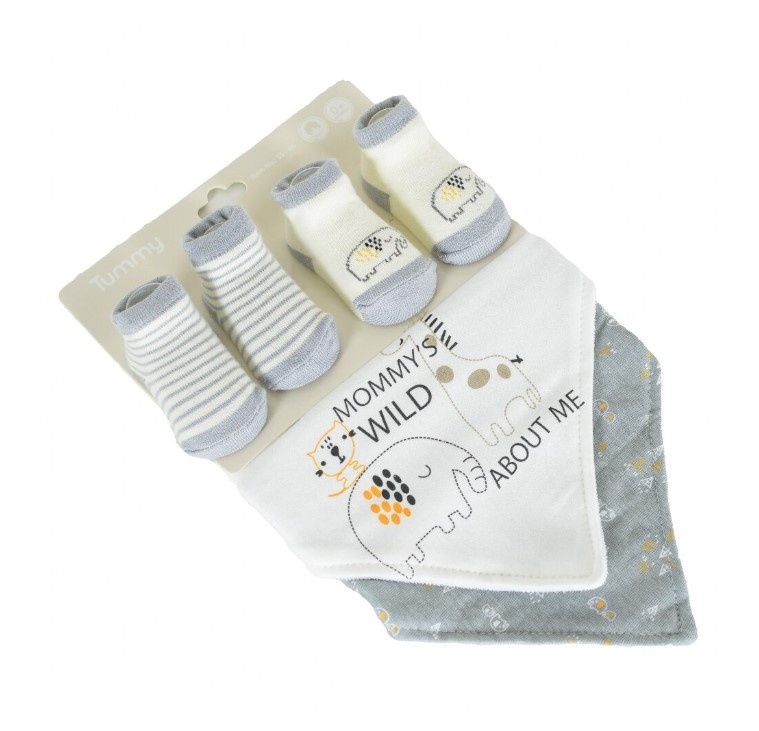 Set nou nascut cu 2 bavete si 2 perechi de sosete Cangaroo Tummy Albastru - poza 1