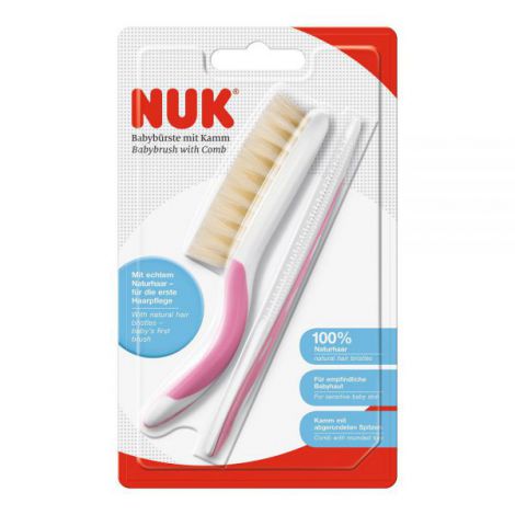 Set Nuk perie par natural si piepten Roz - poza 2