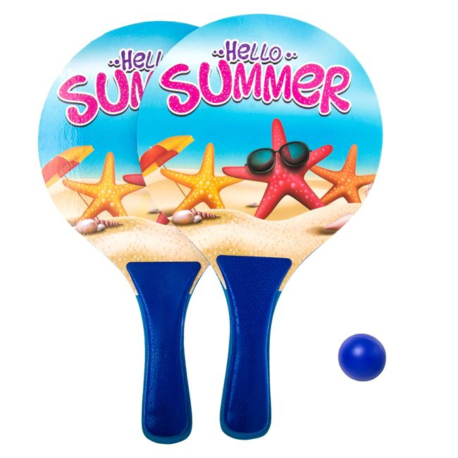 Set palete tenis pentru plaja,hello summer,lemn,32x18 cm