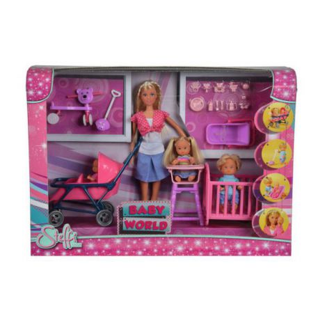 Set Papusa Steffi Cu 3 Bebelusi Si Accesorii - poza 1
