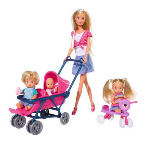 Set Papusa Steffi Cu 3 Bebelusi Si Accesorii - poza 2