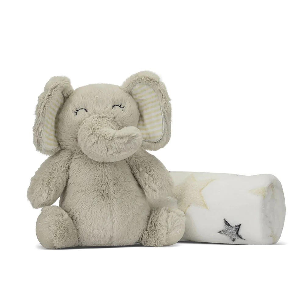 Set pãturã si jucarie Lorelli Classic Nappy 90x75 cm Elefant Bej - poza 1