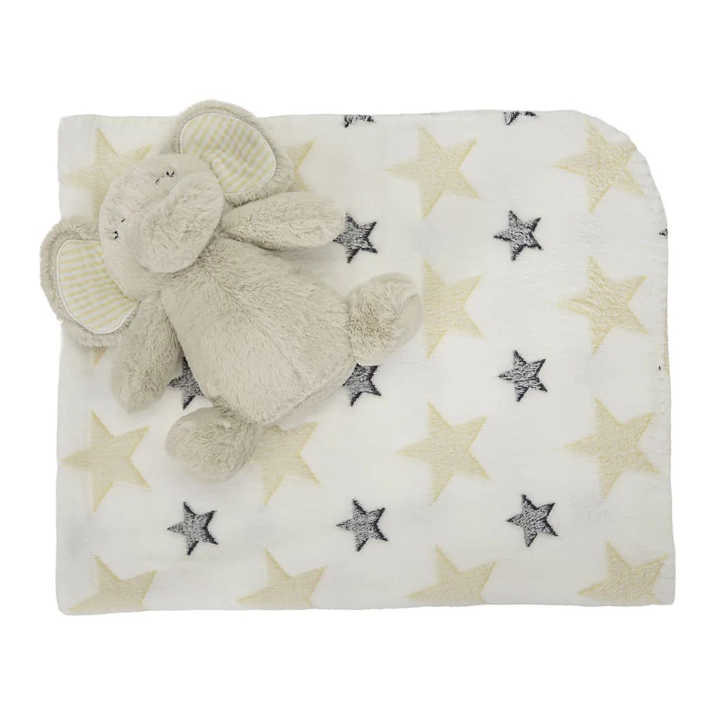 Set pãturã si jucarie Lorelli Classic Nappy 90x75 cm Elefant Bej - poza 2