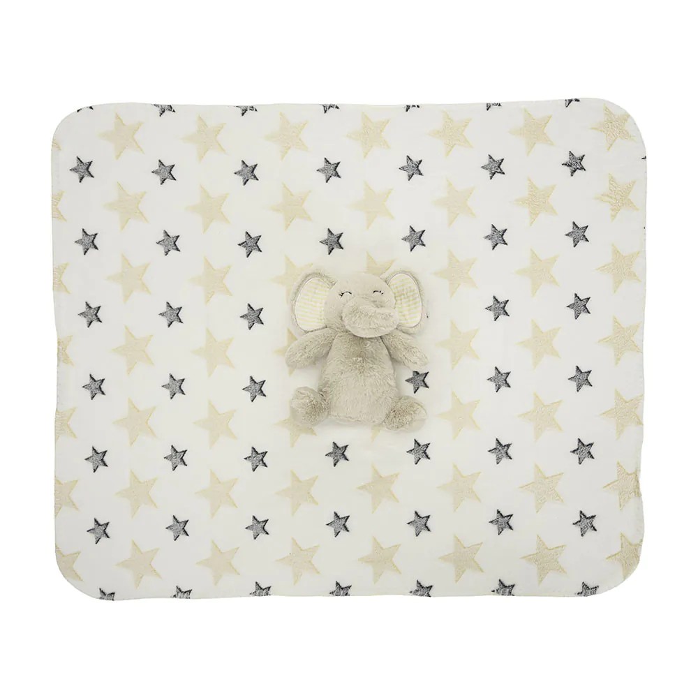Set pãturã si jucarie Lorelli Classic Nappy 90x75 cm Elefant Bej - poza 3