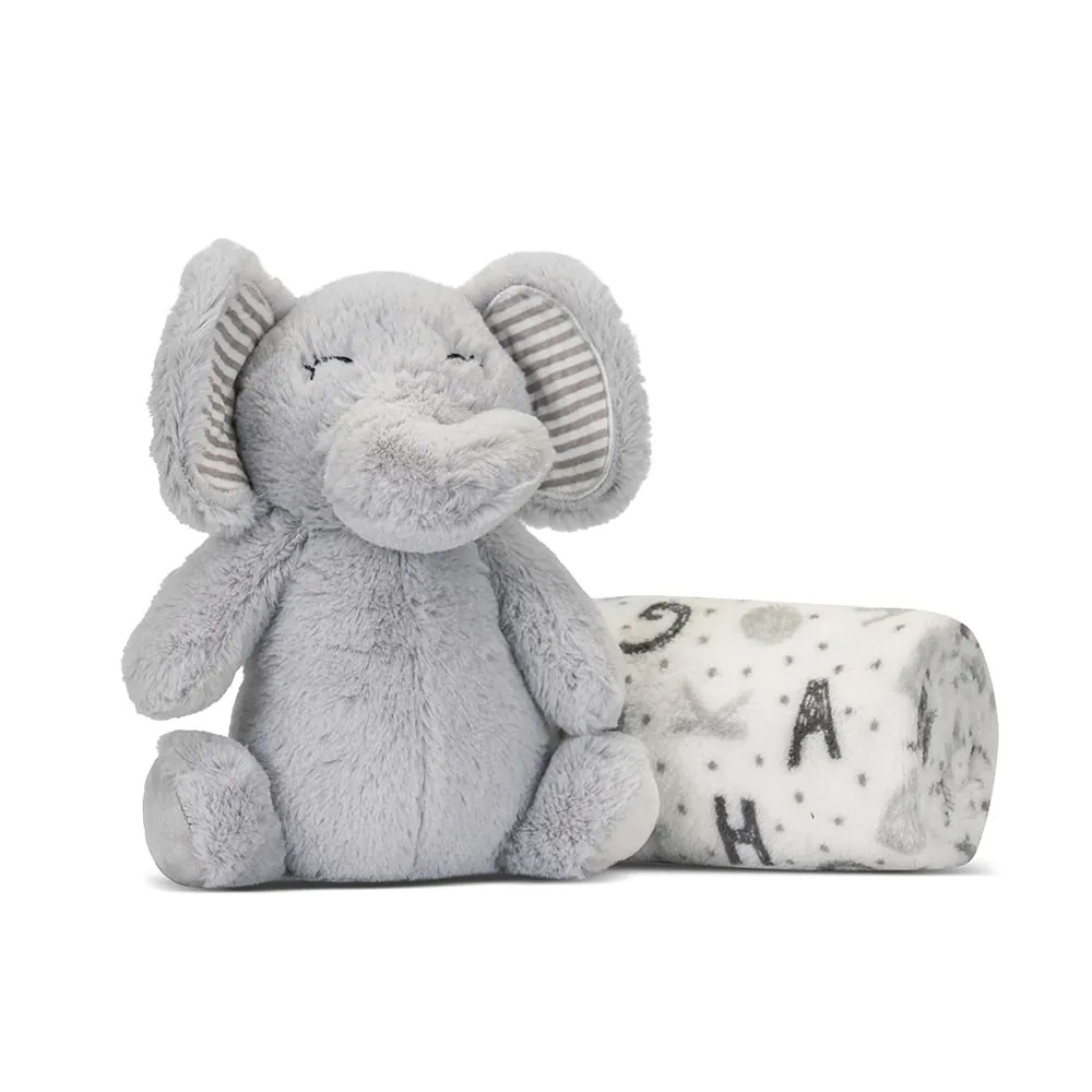 Set pãturã si jucarie Lorelli Classic Nappy 90x75 cm Elefant Gri - poza 1