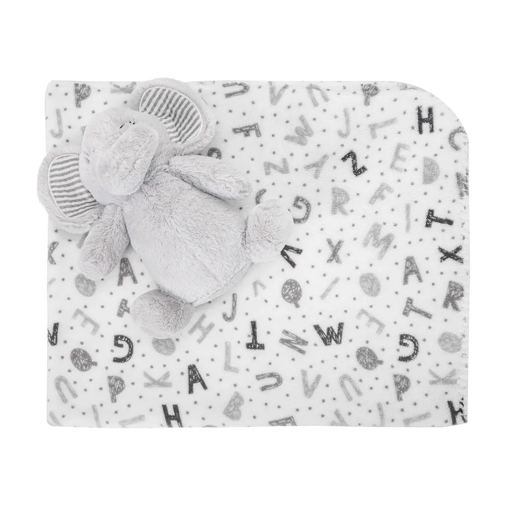 Set pãturã si jucarie Lorelli Classic Nappy 90x75 cm Elefant Gri - poza 2