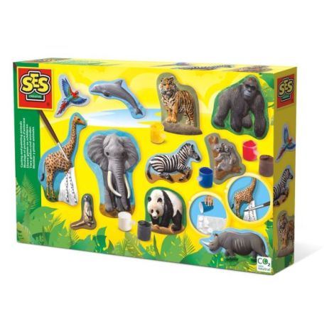 Set pentru copii cu mulaj si pictura cu animale din jungla - poza 1