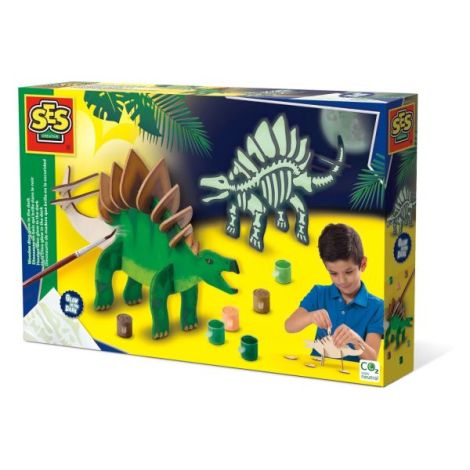 Set pentru copii cu un dinozaur din piese si vopsea fluorescenta - poza 1