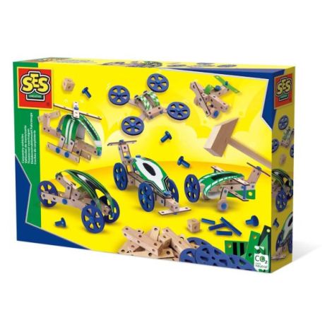 Set pentru copii de constructie vehicule din lemn (50 piese) - poza 1