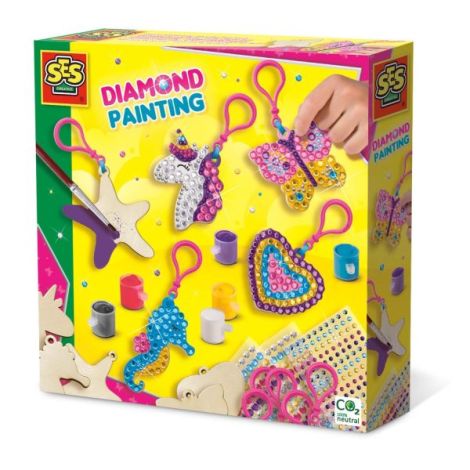 Set pentru copii de pictat brelocuri din lemn si lipit diamante - poza 1