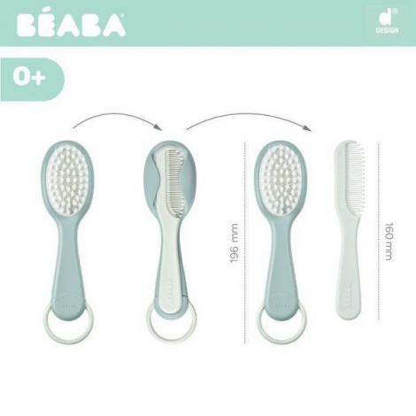Set perie si pieptene Beaba - Green Blue - poza 4