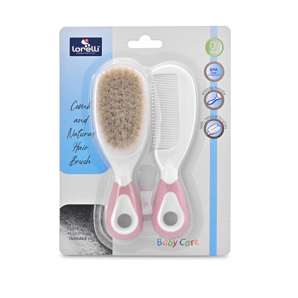 Set perie si pieptene Lorelli Blush Pink - poza 2