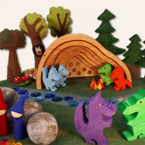 Set Pestera Dragonului, 11 piese din lemn, Bauspiel - poza 2