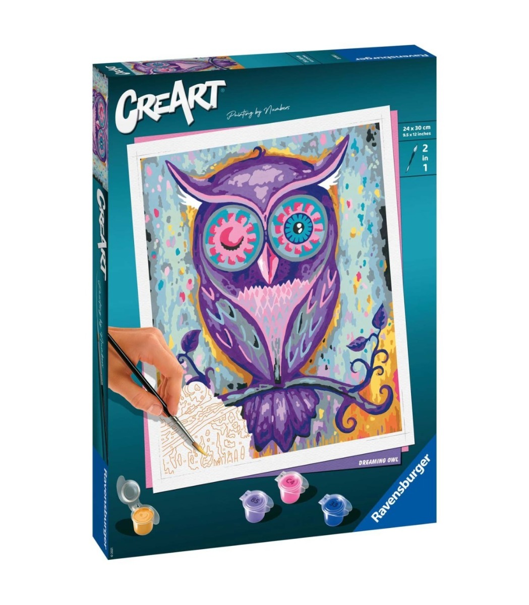 Set pictura pe numere Ravensburger CreArt Bufnita - poza 1