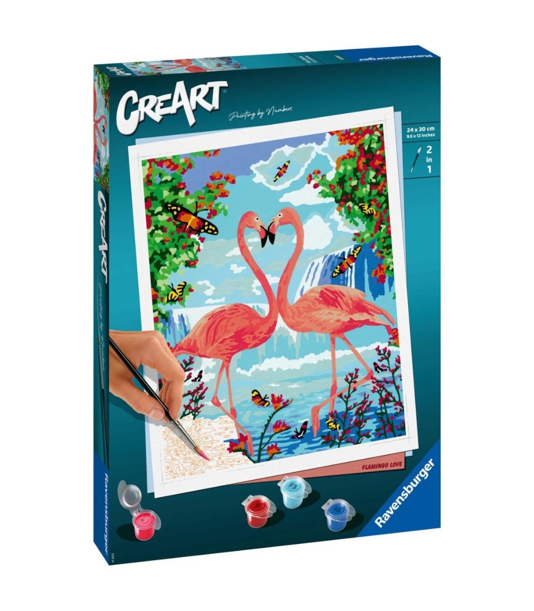 Set pictura pe numere Ravensburger CreArt Flamingo 24x30 cm - poza 1