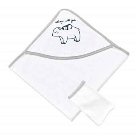 Set prosop cu capison si manusa de baie pentru copii BabyJem (Culoare: Gri) - poza 1