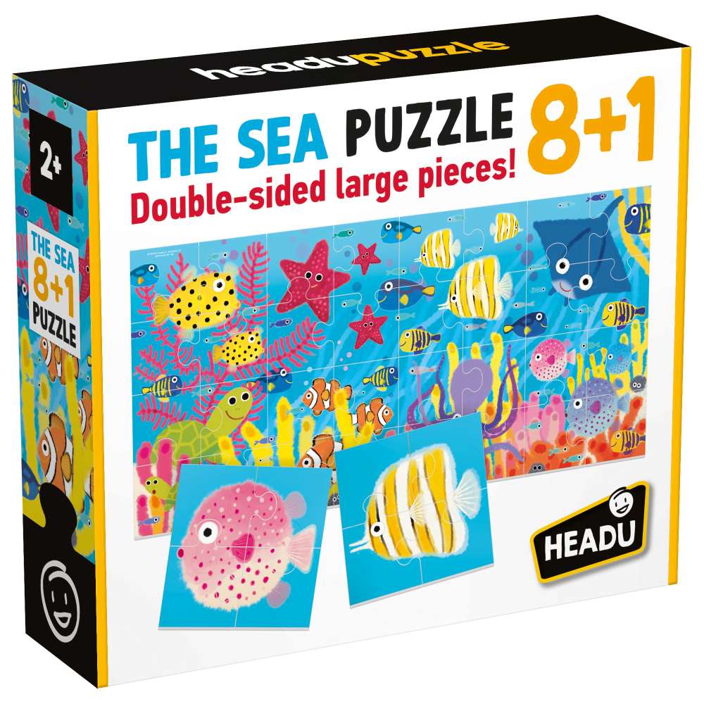 Set puzzle 8+1 cu piese imprimate fata verso Headu Animale Marine - poza 1