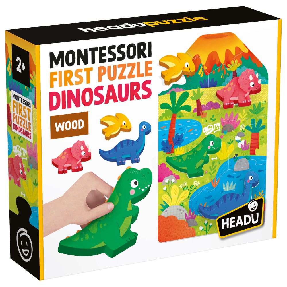Set puzzle si 4 forme din lemn Headu Montessori - poza 1