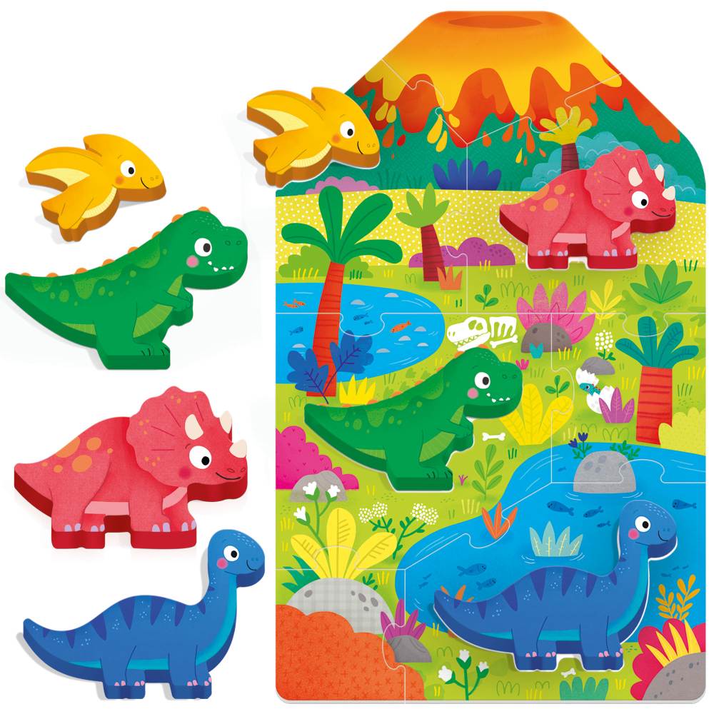 Set puzzle si 4 forme din lemn Headu Montessori - poza 2