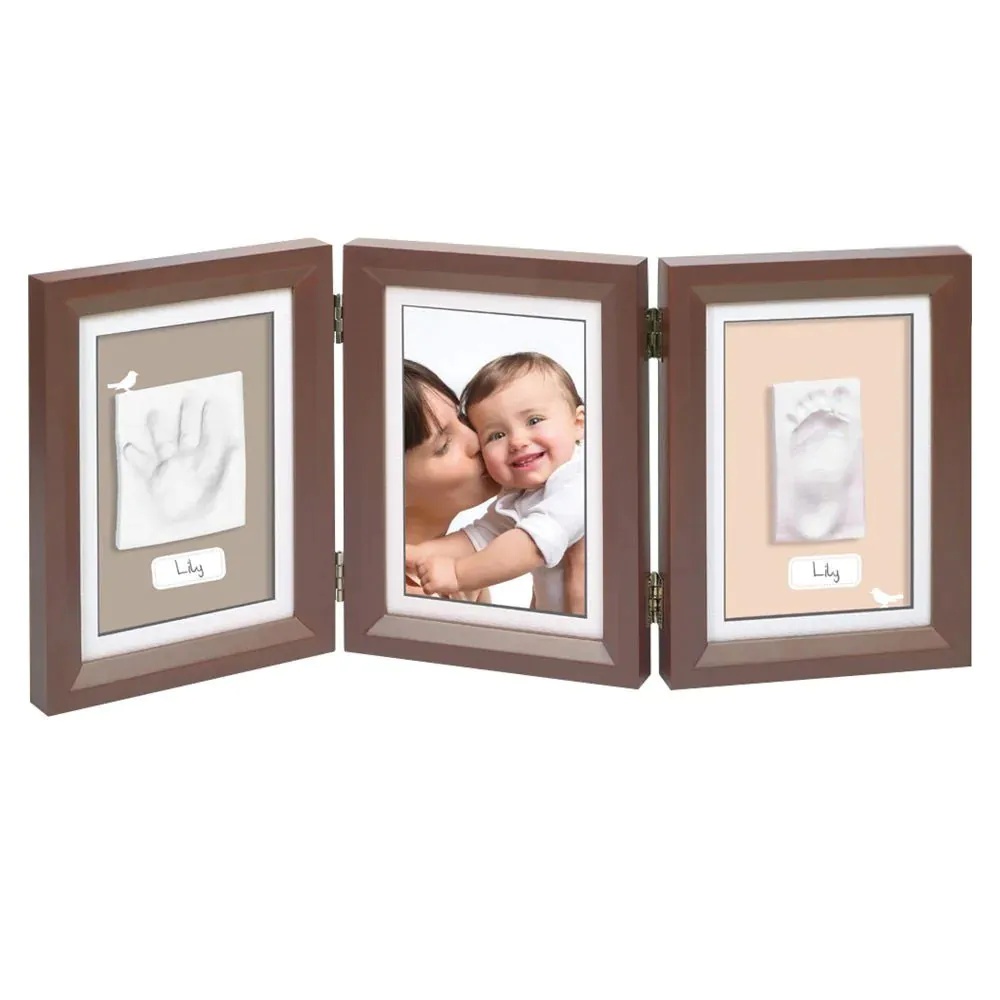 Set rama foto cu mulaj pentru mana si picior Baby Art Black, Brown - poza 1