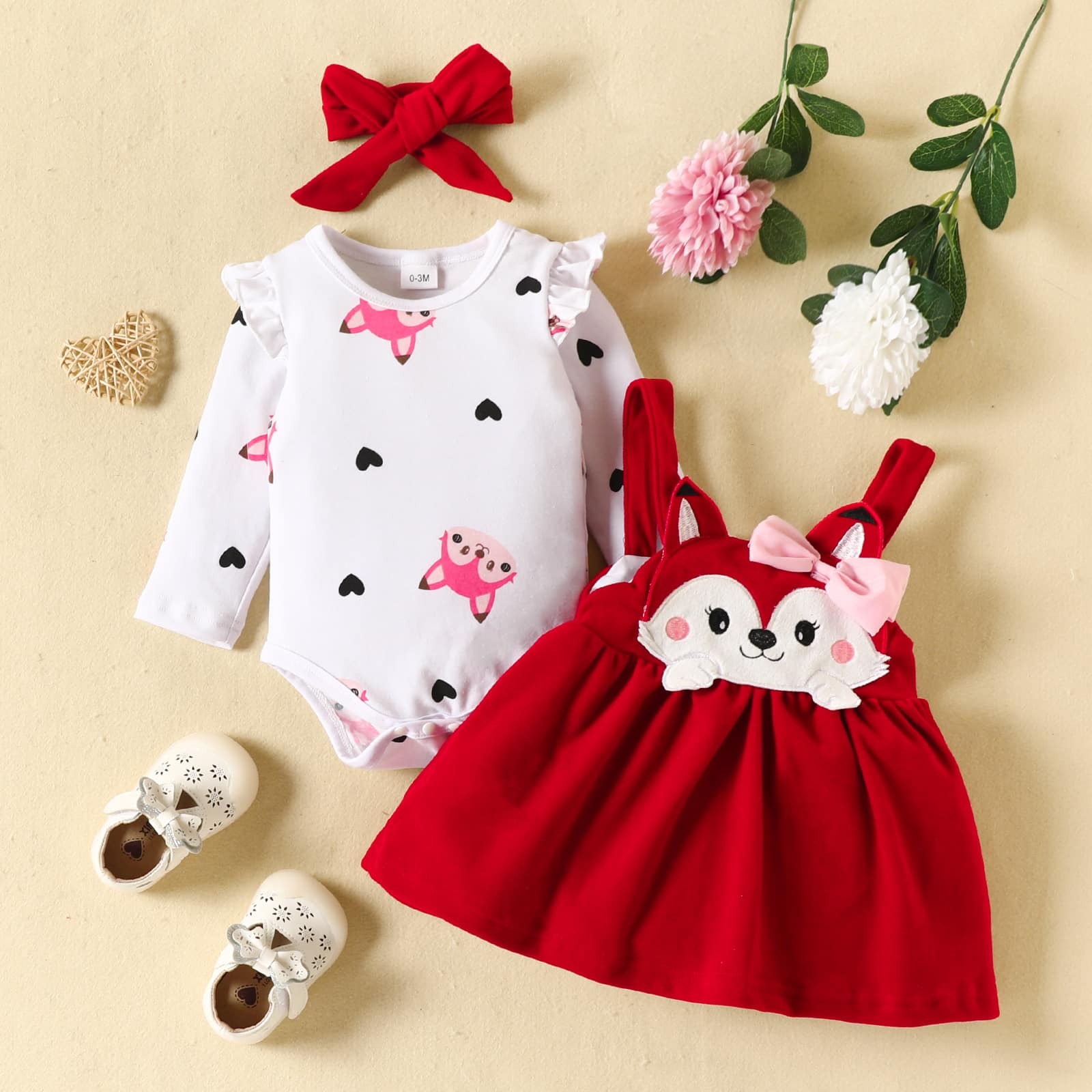 Set Rochita cu imprimeu Fetite Alice Rosu - 12-18 luni - poza 1