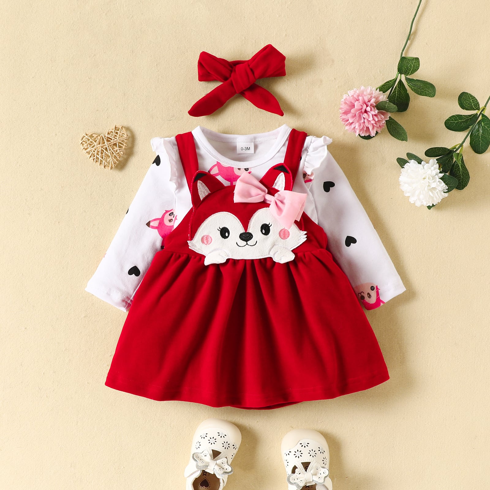 Set Rochita cu imprimeu Fetite Alice Rosu - 12-18 luni - poza 3