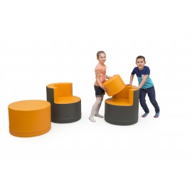 Set scoala fotolii cu masuta gri-orange - Novum