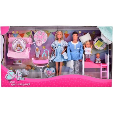 Set Simba Steffi Love Family Happy Pijamas Party 29 cm cu 4 papusi, 1 caine si accesorii - poza 1