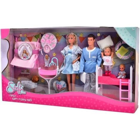 Set Simba Steffi Love Family Happy Pijamas Party 29 cm cu 4 papusi, 1 caine si accesorii - poza 2