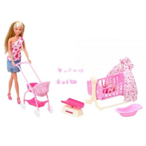 Set Simba Steffi Love New Born Baby Set papusa 29 cm, 1 bebelus si accesorii - poza 1