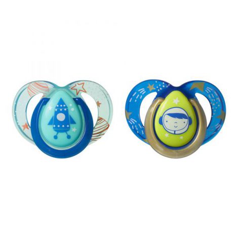 Set Suzete Ortodontice de Noapte, Tommee Tippee, 6-18 Luni, 2 buc, Astronaut Baietel - poza 2