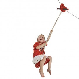 Set Tiroliana copii cu leagan rotund Rosu, 30m cablu, KBT - poza 4
